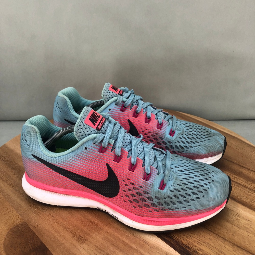 Nike Zoom Pegasus 34 Running Shoes Blue Pink Gradient Womens Size 8 Sneakers